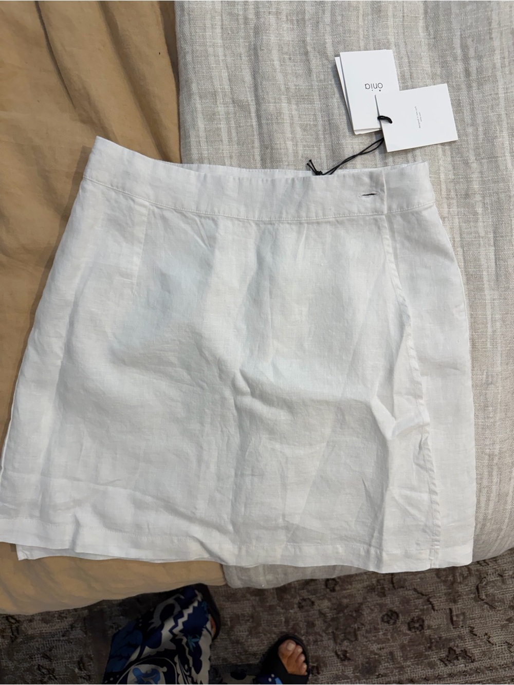 Onia White Linen Mini Skirt